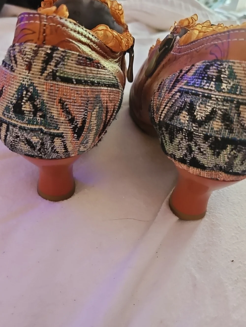 Socofy Art Boho  Embroidered Leather Slip-On Shoes